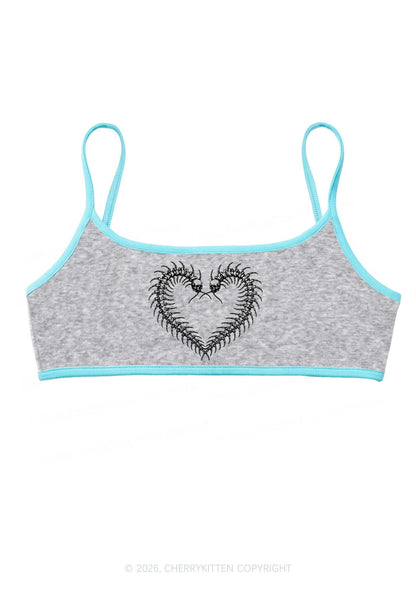 Halloween Centipede Heart Shape Y2K Super Crop Cami Cherrykitten