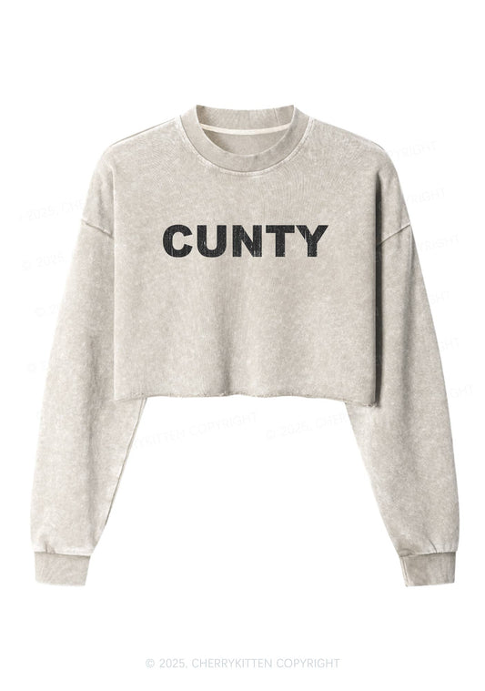 Cunty Y2K Crop Washed Sweatshirts Cherrykitten
