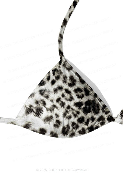 Snow Leopard Y2K Print Bikini Set Cherrykitten