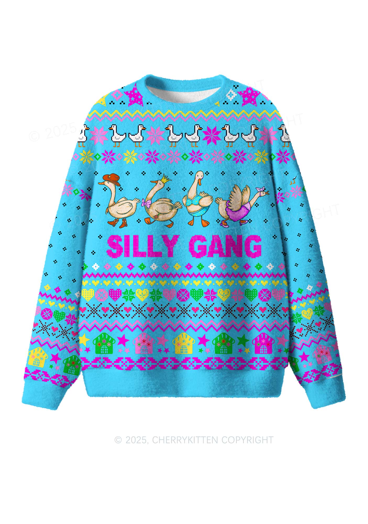 Silly Gang Y2K Christmas Knit Sweatshirt Cherrykitten