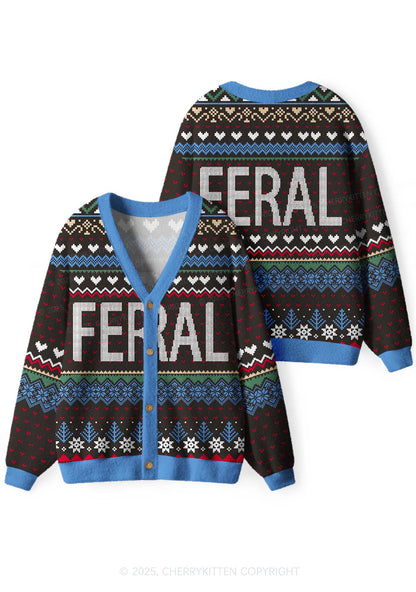 Feral Y2K Christmas Cardigan Knit Sweatshirt Cherrykitten