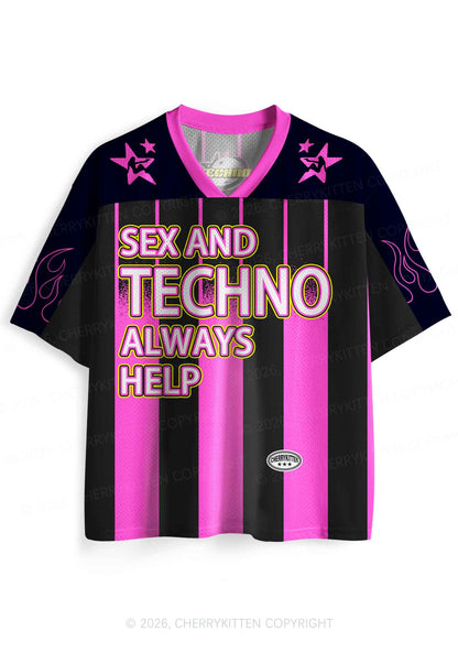 Sx And Techno Always Help Y2K Sport Jersey Shirts Cherrykitten