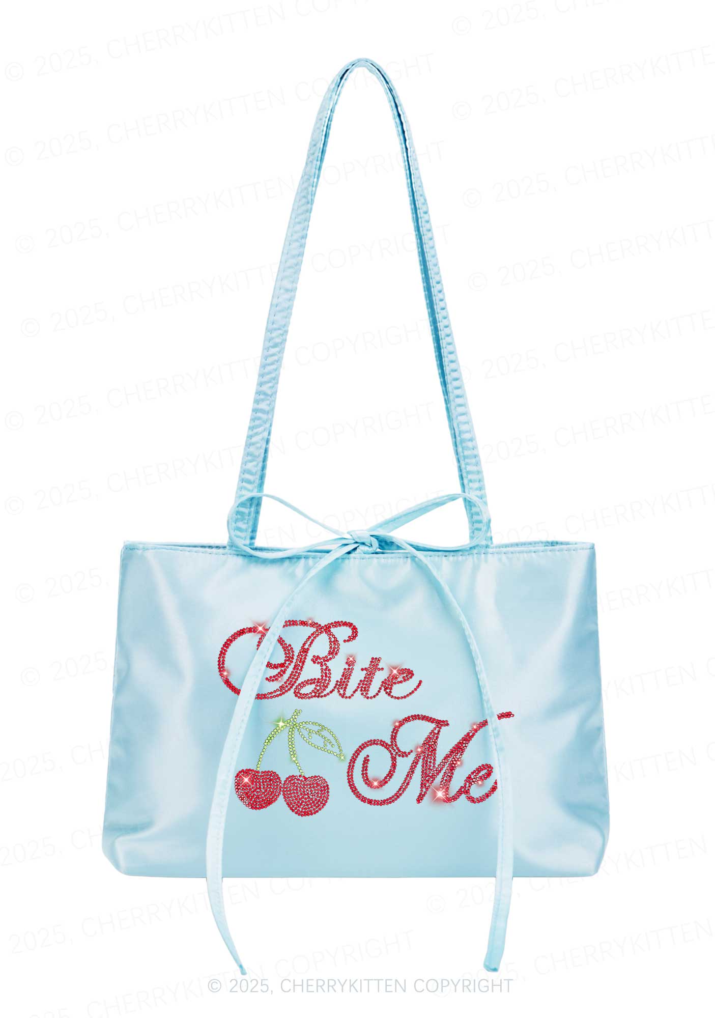 Rhinestone Red Cherry Bite Me Y2K Satin Bags Cherrykitten