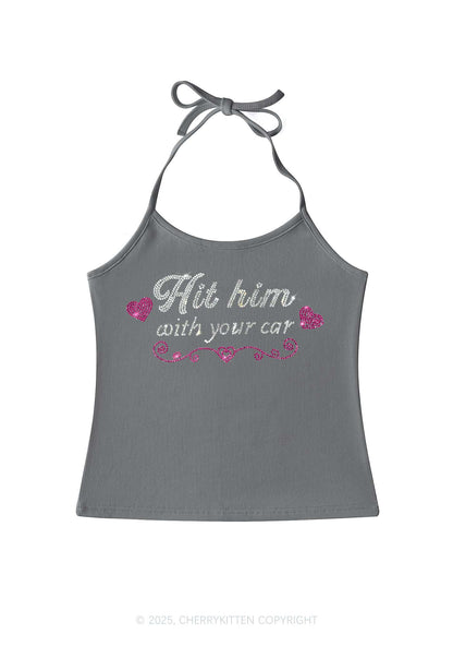 Rhinestone Hit Him Y2K Halter Neck Cami Cherrykitten
