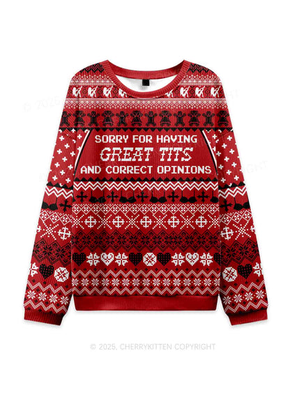 Sorry For Having Correct Opinions Y2K Knit Sweatshirt Cherrykitten
