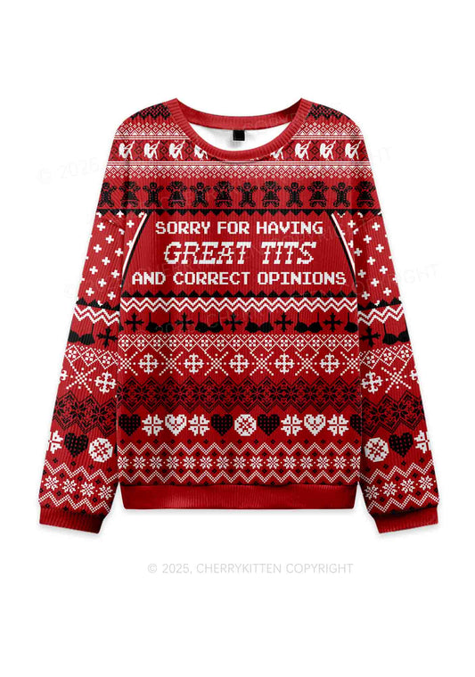 Sorry For Having Correct Opinions Y2K Knit Sweatshirt Cherrykitten