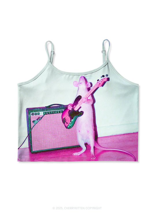 Rat Guitarist Y2K Print Cami Crop Top Cherrykitten