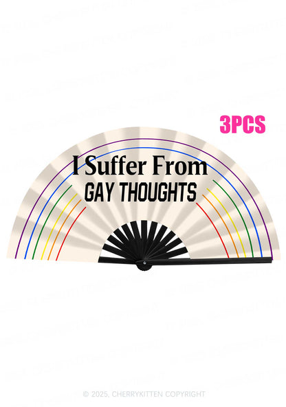 I Suffer From Gay Thoughts Pride Y2K Rave Hand Fan Cherrykitten