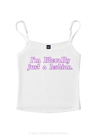 Literally Just A Lesbian Pride Y2K Spaghetti Strap Cami Cherrykitten