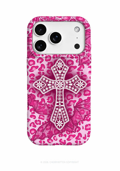 Halloween Pink Leopard Bat Cross Y2K Phone Case Cherrykitten