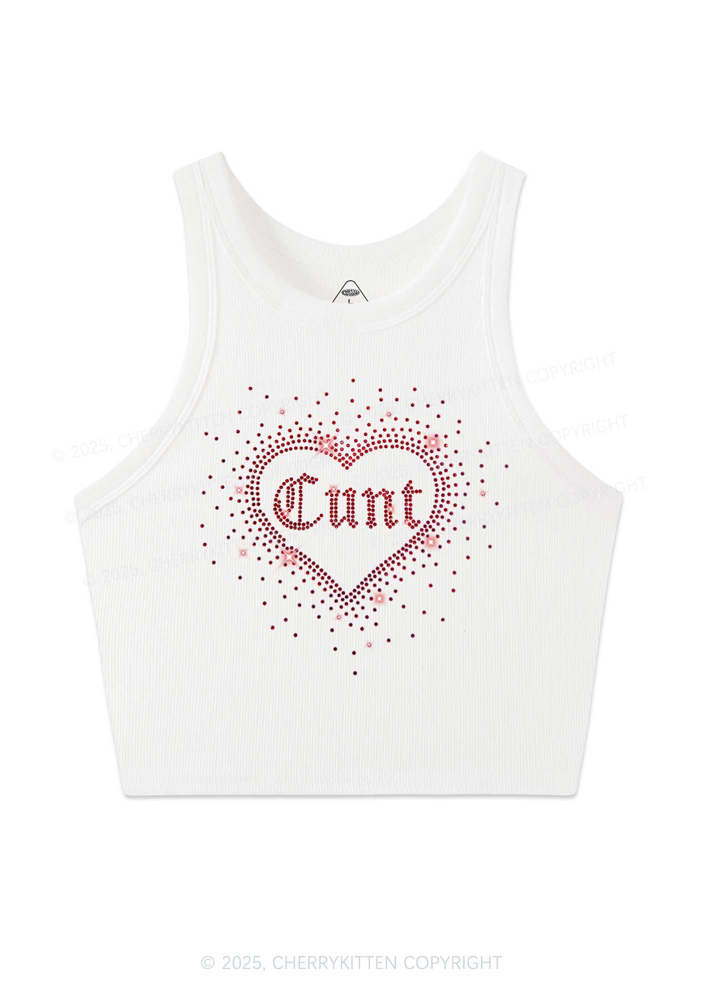 Rhinestone Love Cxxt Y2K Crop Tank Top Cherrykitten