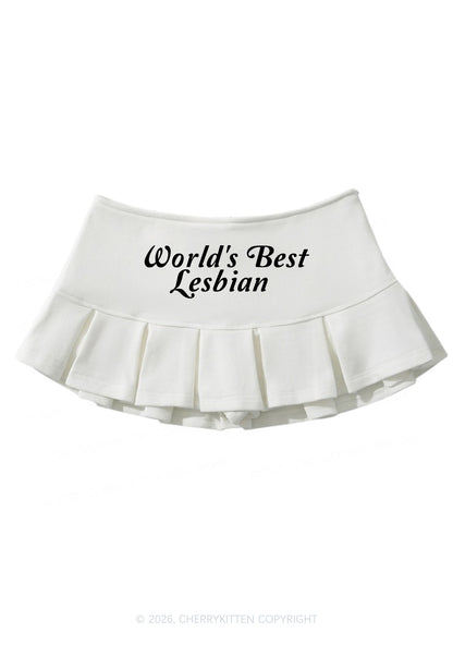 Worlds Best Lesbian Pride Y2K Mini Pleated Skirts Cherrykitten