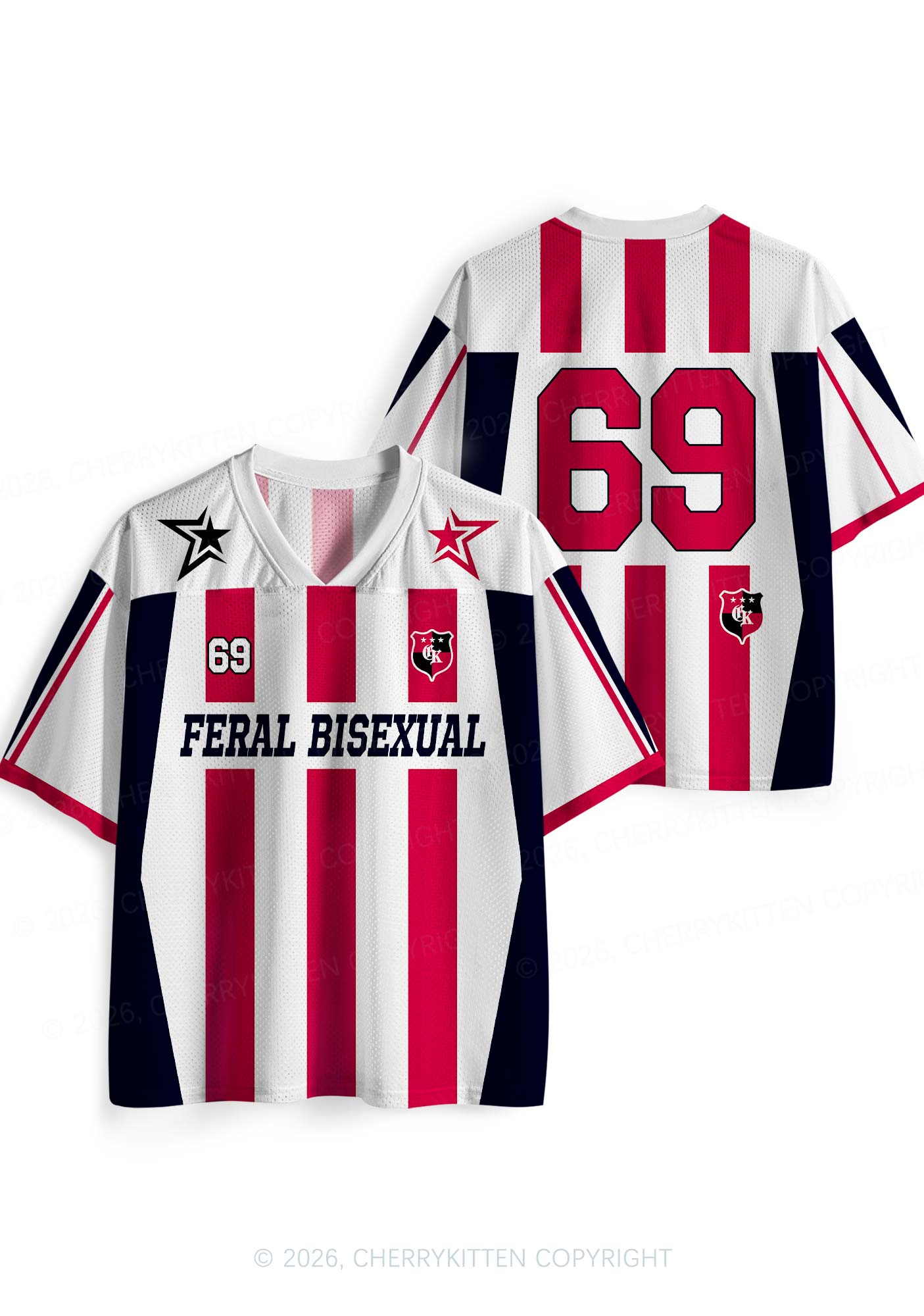Feral Bisexual Pride Y2K Sport Jersey Shirts Cherrykitten