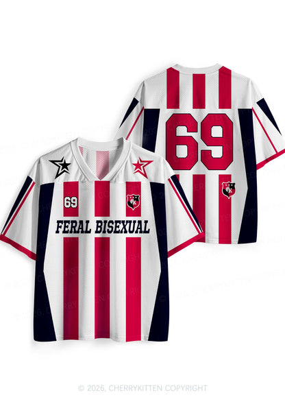 Feral Bisexual Pride Y2K Sport Jersey Shirts Cherrykitten