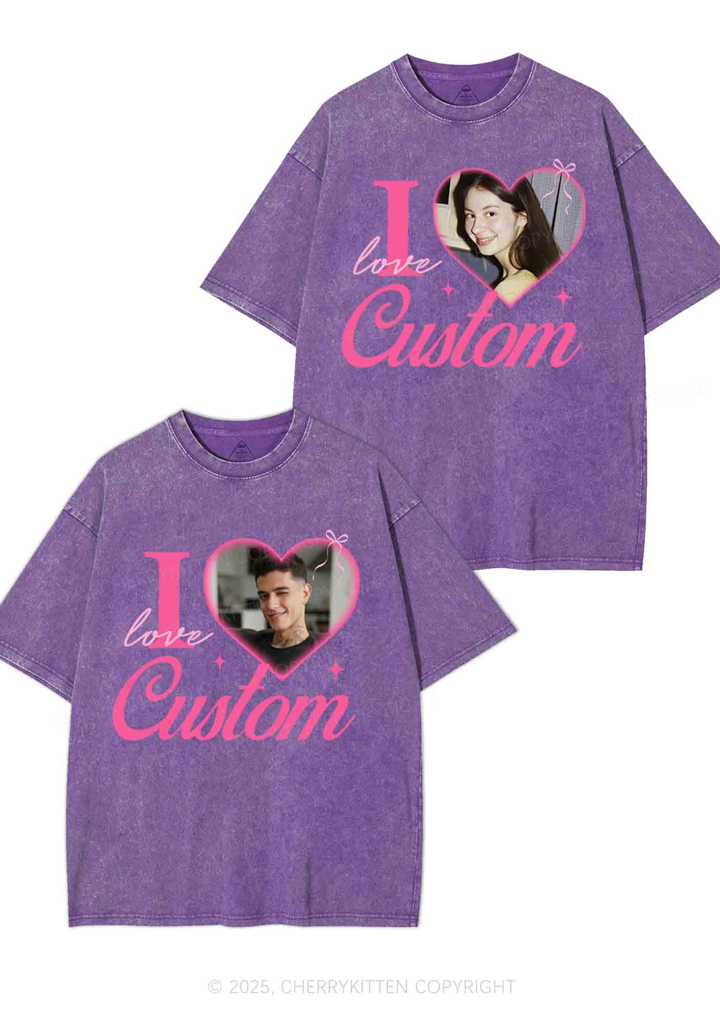 I Love Custom Y2K Valentine's Day Washed Tee Cherrykitten