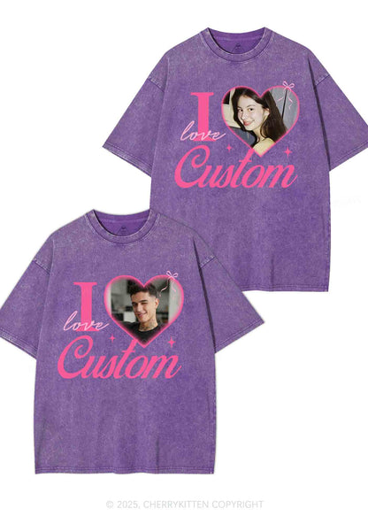 I Love Custom Y2K Valentine's Day Washed Tee Cherrykitten