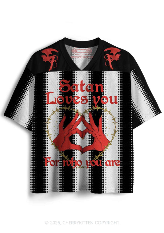 Halloween Custom Black Satan Heart Y2K Sport Jersey Shirts Cherrykitten