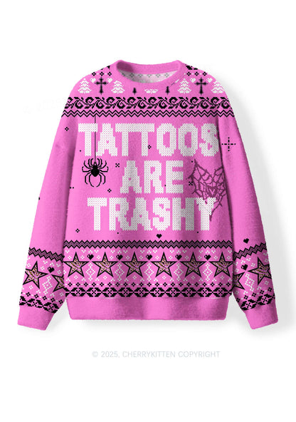 Tattoos Are Trashy Y2K Christmas Knit Sweatshirt Cherrykitten