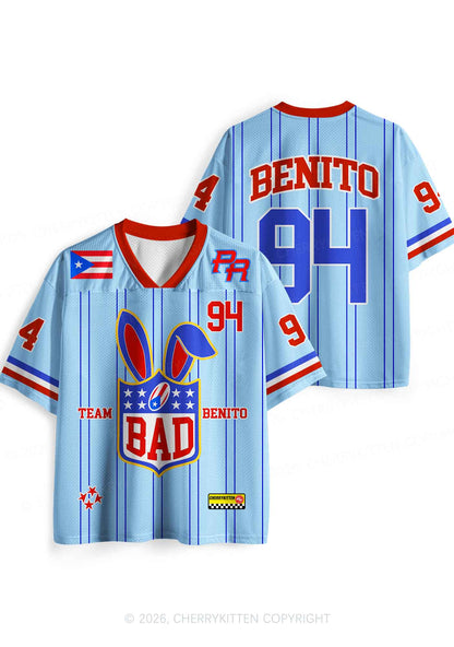 Blue Stripe Football Bunny Y2K Sport Jersey Shirts Cherrykitten