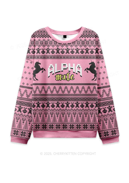 Unicorn Alpha Male Y2K Knit Sweatshirt Cherrykitten