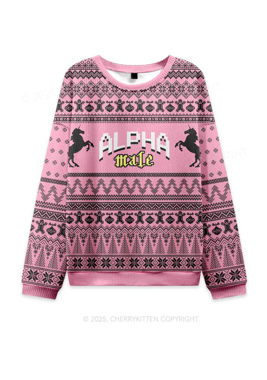 Unicorn Alpha Male Y2K Knit Sweatshirt Cherrykitten