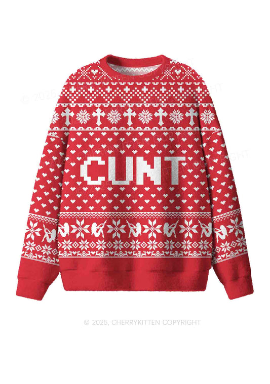 Red Cxxt Y2K Christmas Knit Sweatshirt Cherrykitten