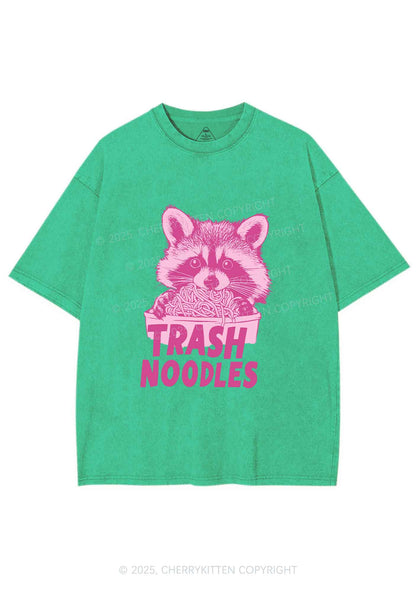 Raccoon Trash Noodles Y2K Shirts Washed Tee Cherrykitten