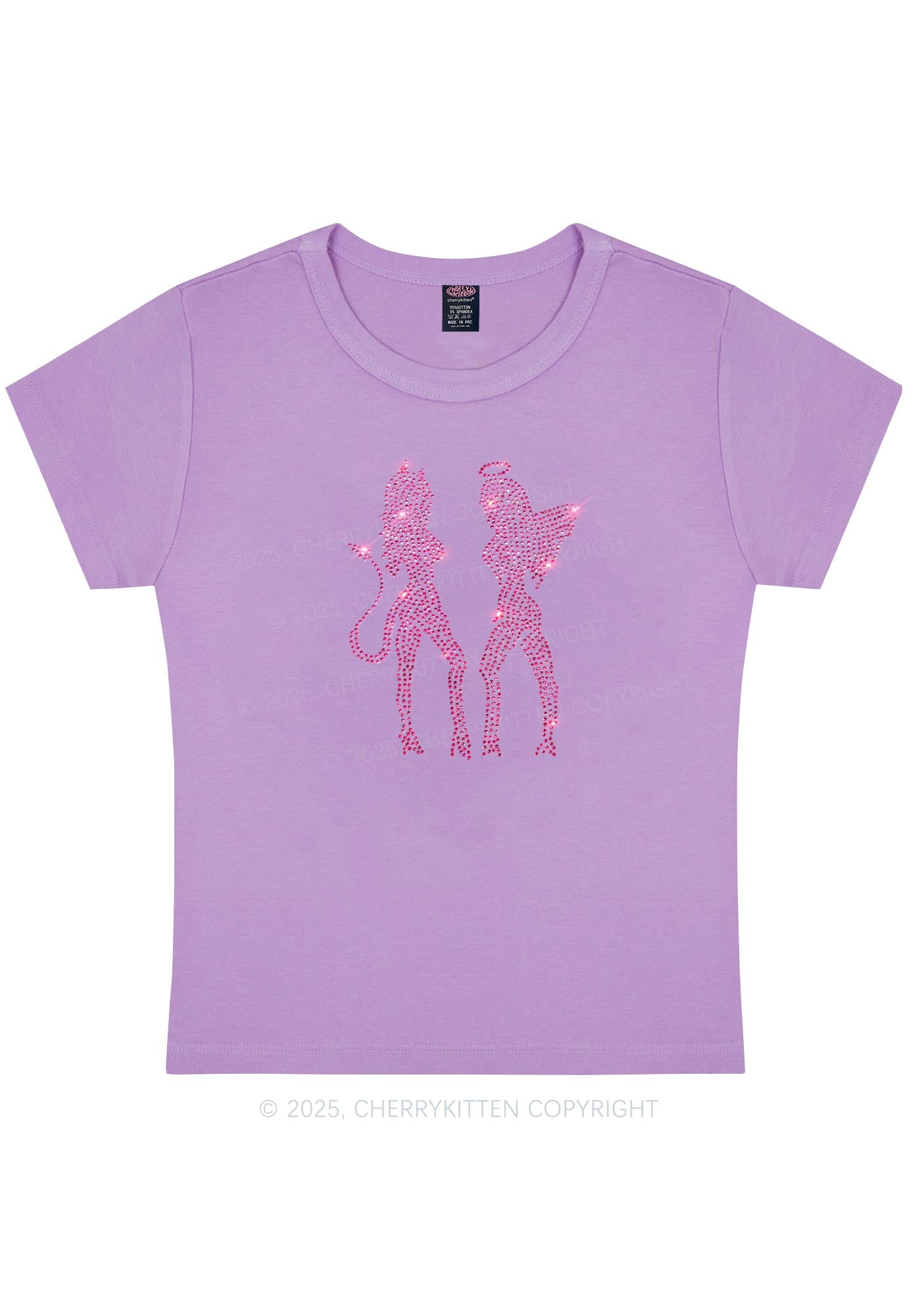 Rhinestone Dancing Girls Y2K Baby Tee Cherrykitten