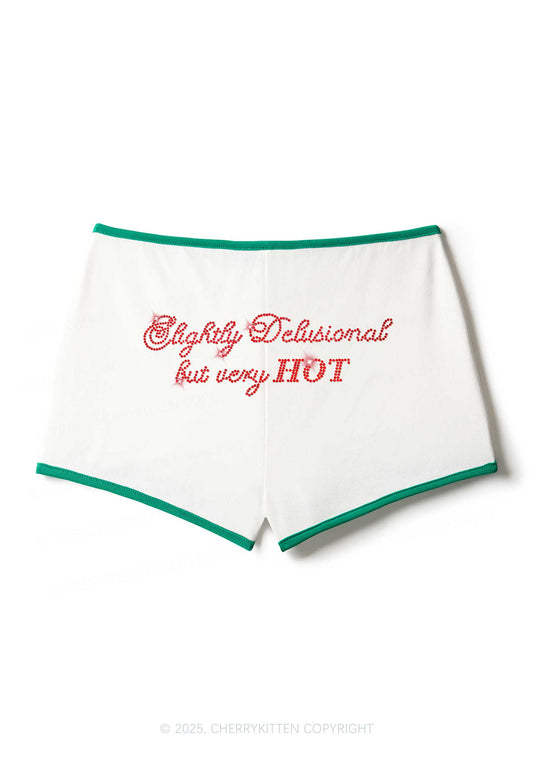 Rhinestone Slightly Delusional But Very Hot Y2K Booty Shorts Cherrykitten
