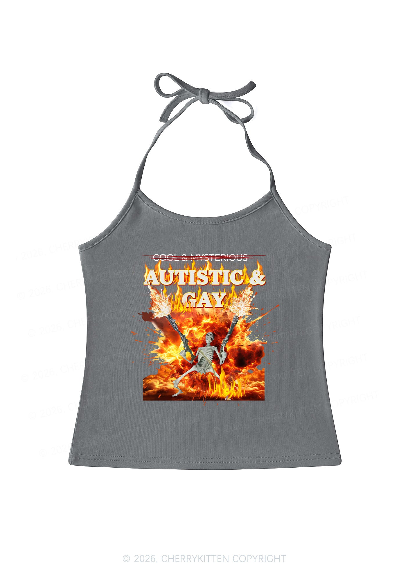 Autistic Gay Skeleton Pride Y2K Halter Neck Cami Cherrykitten