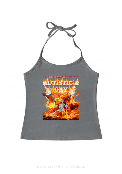 Autistic Gay Skeleton Pride Y2K Halter Neck Cami Cherrykitten