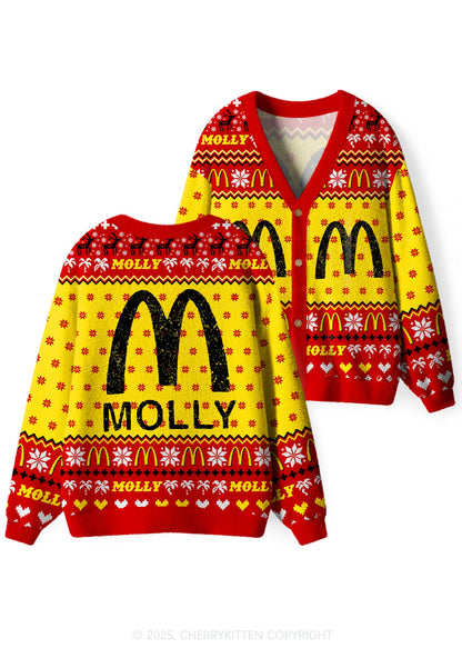 Red Molly Y2K Christmas Cardigan Knit Sweatshirt Cherrykitten