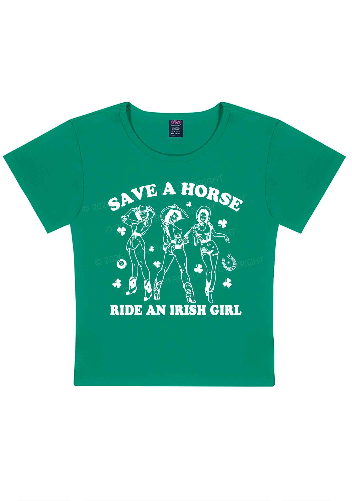 Ride An Irish Girl St Patricks Y2K Baby Tee Cherrykitten