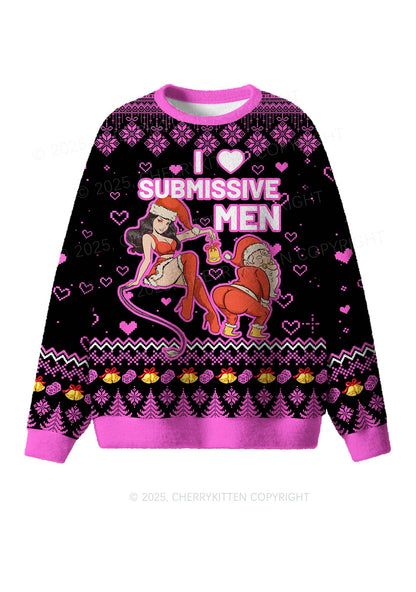 I Love S Men Y2K Christmas Knit Sweatshirt Cherrykitten