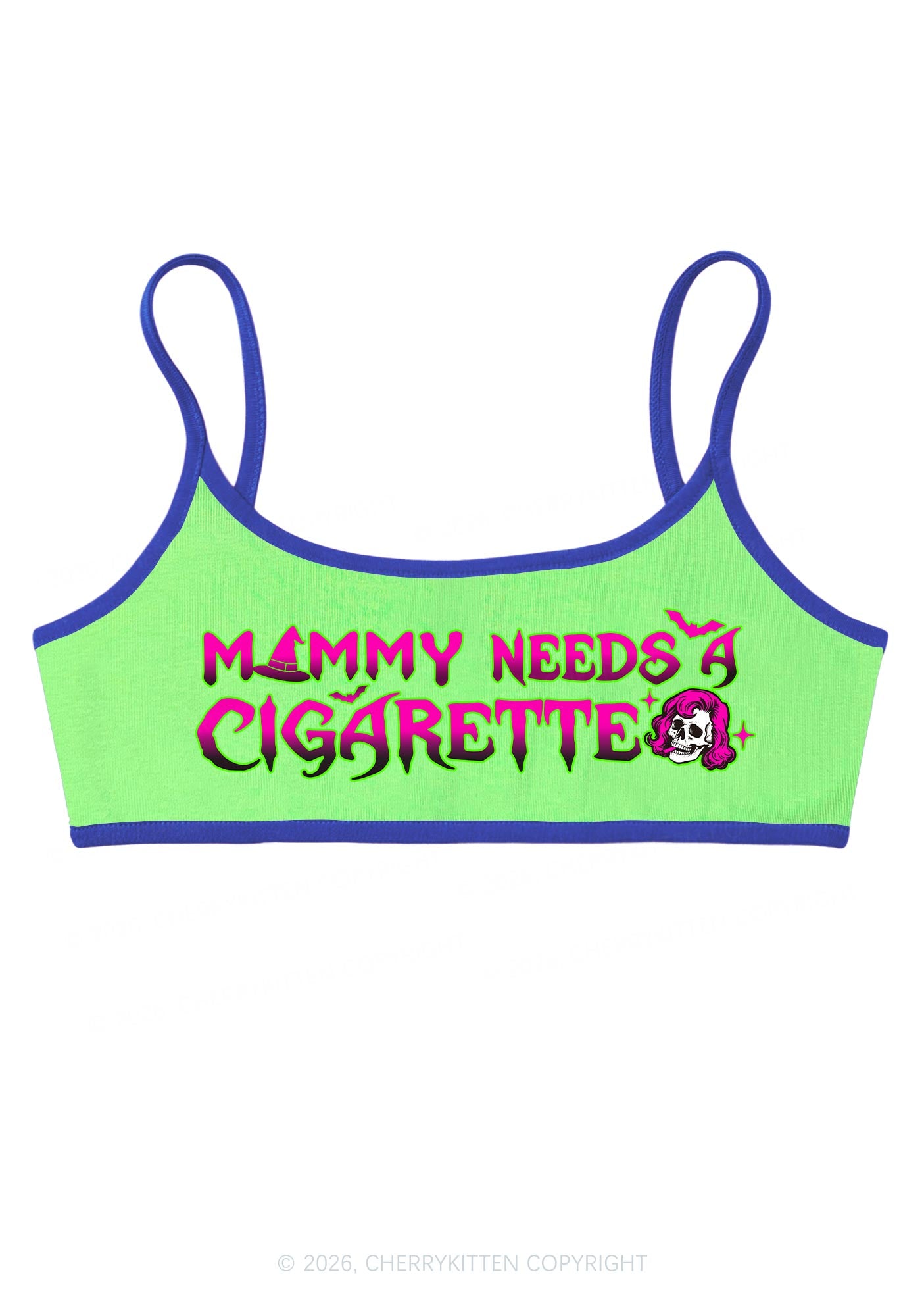 Halloween Witch Mommy Needs Cigarette Y2K Super Crop Cami Cherrykitten