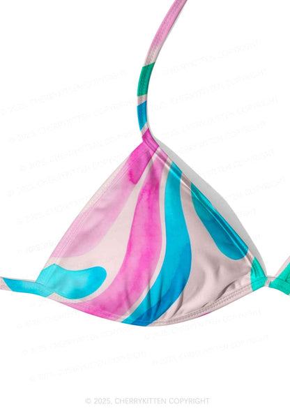 Rainbow Ripple Art Y2K Print Bikini Set Cherrykitten