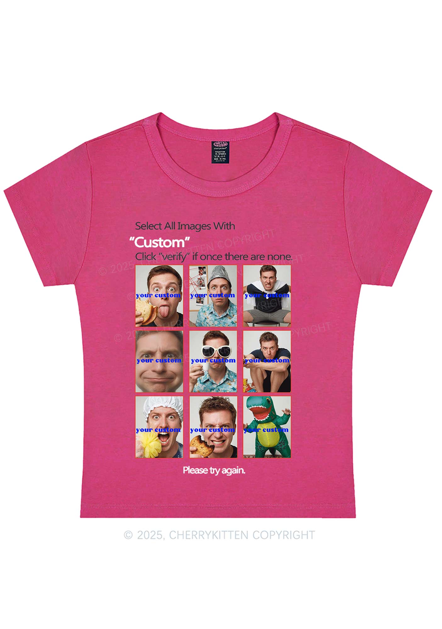 Custom Photo Verification Code Y2K Baby Tee Cherrykitten