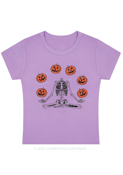 Halloween Pumpkin Head Skeleton Baby Tee Cherrykitten