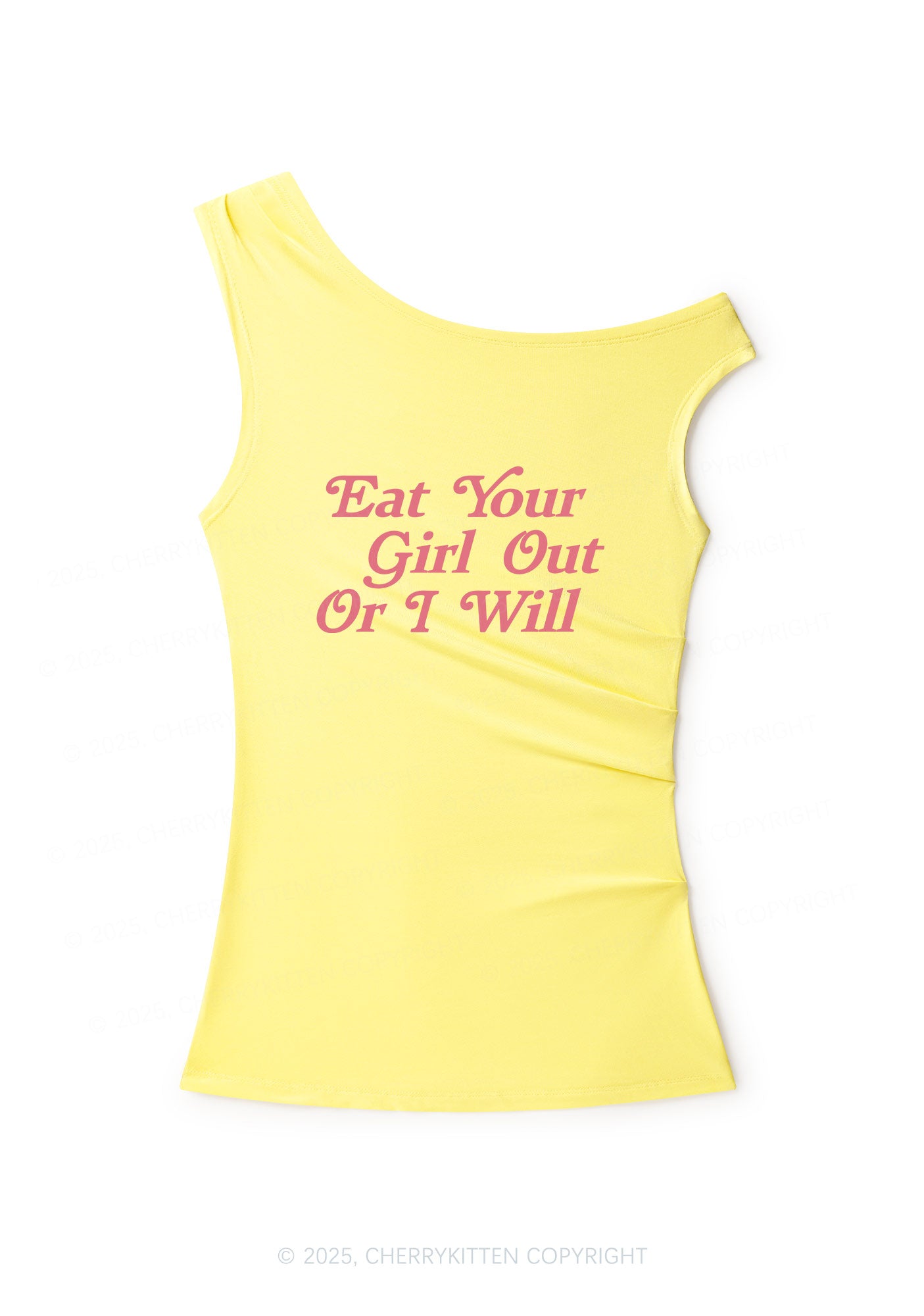 Eat Your Girl Out Pride Y2K Off Shoulder Tank Top Cherrykitten