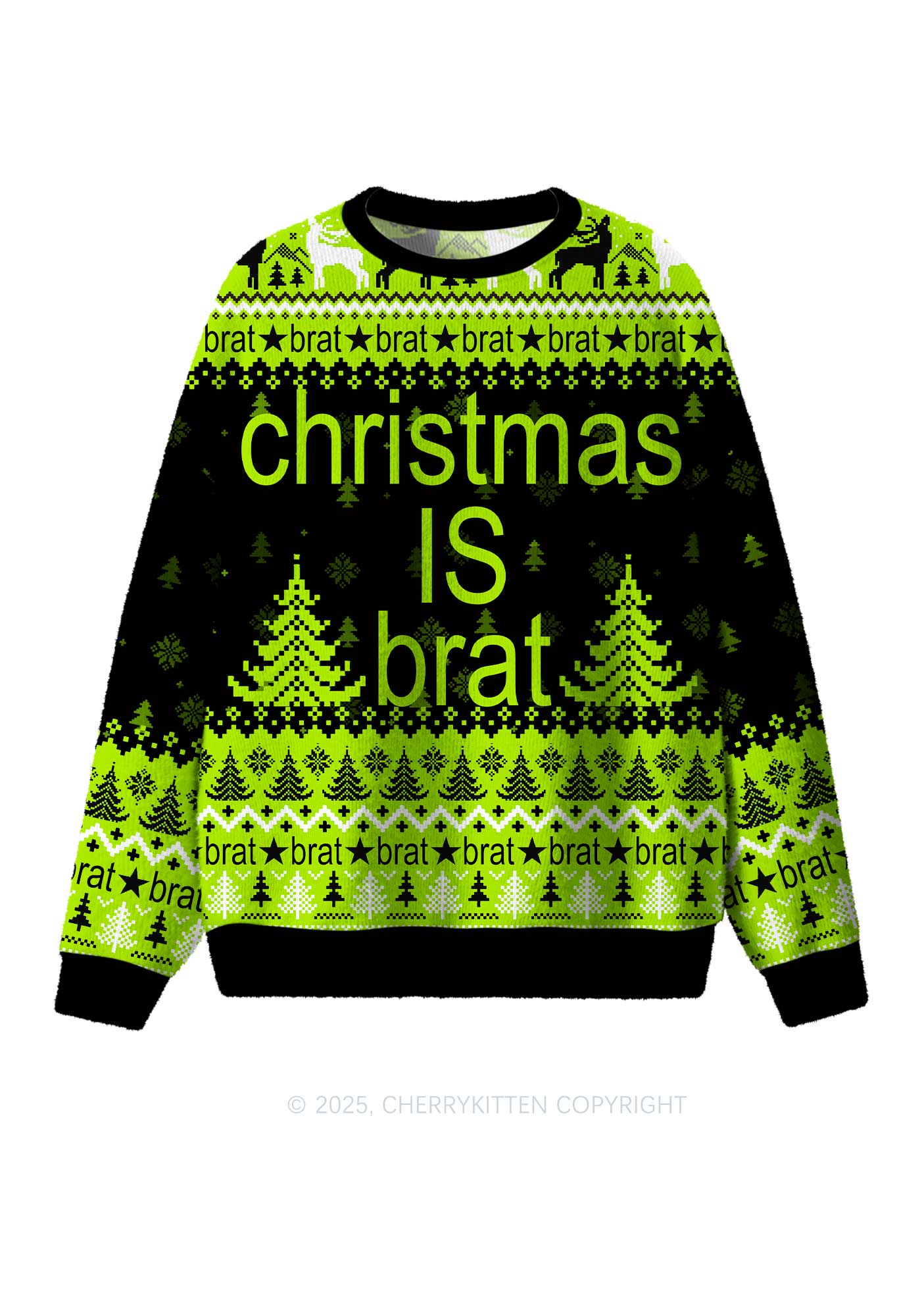 Christmas Is Brat Y2K Christmas Knit Sweatshirt Cherrykitten