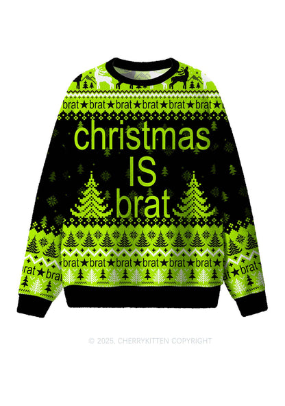 Christmas Is Brat Y2K Christmas Knit Sweatshirt Cherrykitten