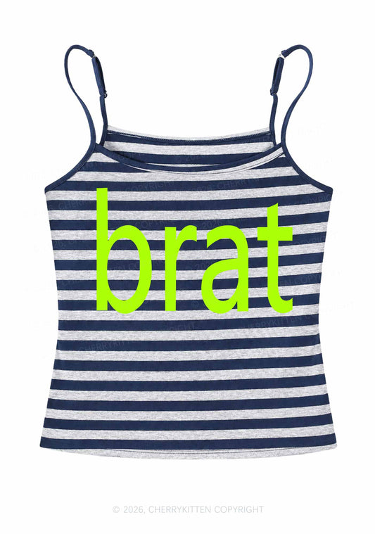 Green Brat Y2K Navy Grey Striped Spaghetti Strap Cami Cherrykitten