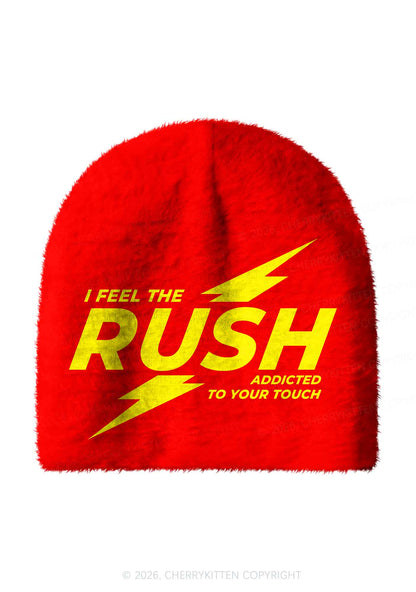I Feel The Rush Y2K Print Knit Beanie Cherrykitten