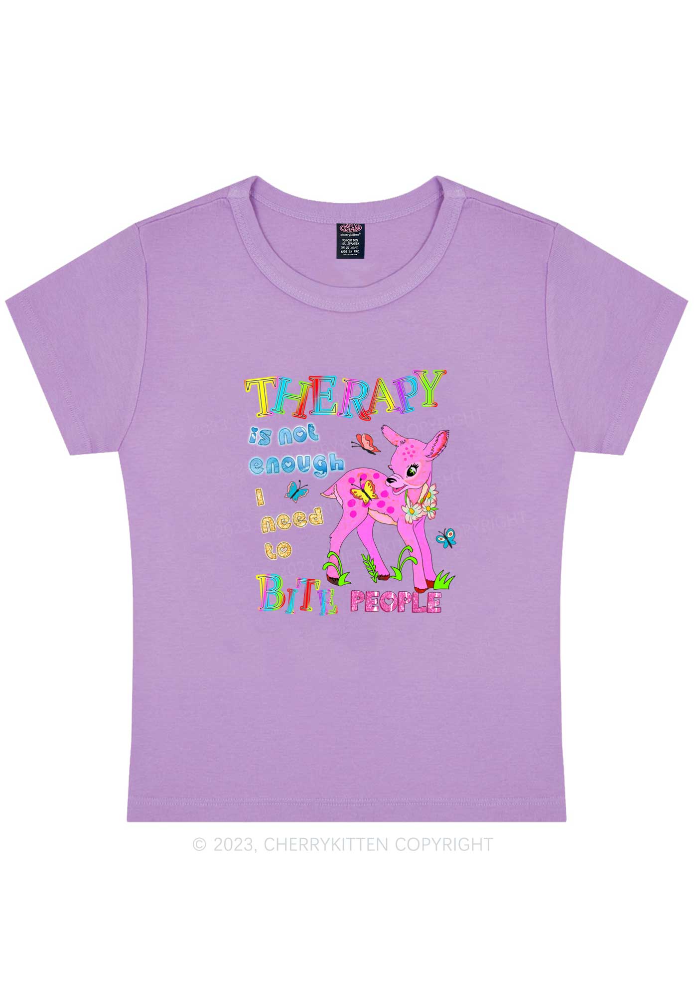 Curvy Therapy Is Not Enough Y2K Baby Tee Cherrykitten