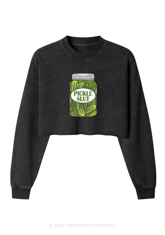 Pickle Slxt Y2K Crop Washed Sweatshirts Cherrykitten