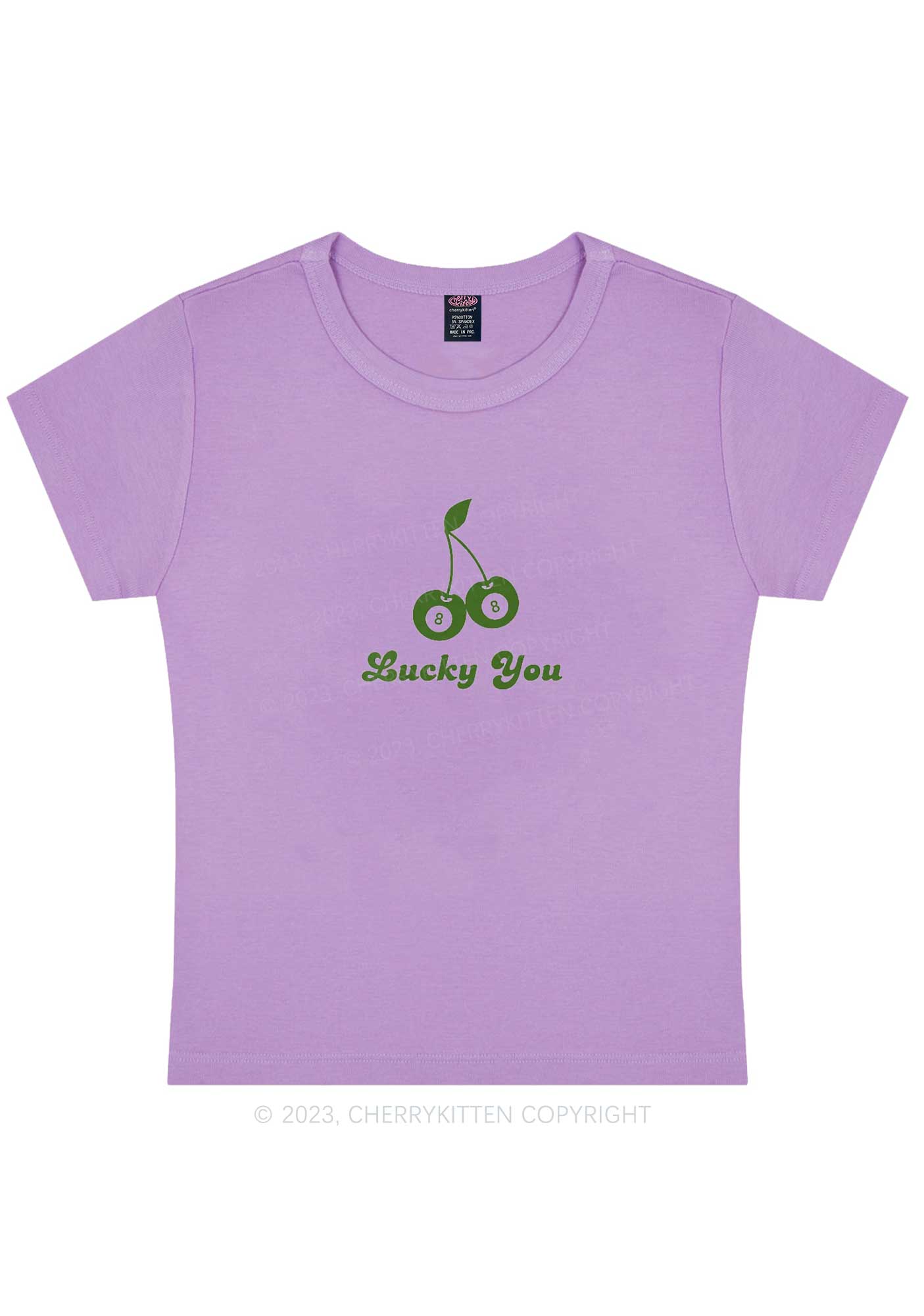 Lucky Eight St Patricks Y2K Baby Tee Cherrykitten