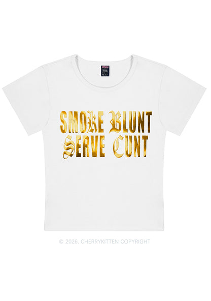 Smoke Blunt Silver Foil Printed Y2K Baby Tee Cherrykitten