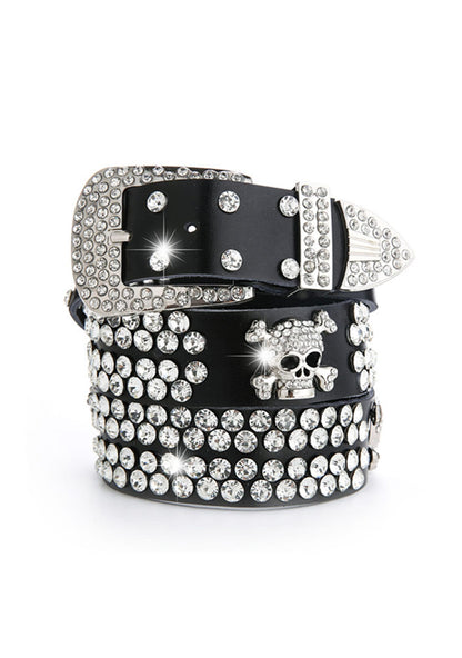 Skull&Skeleton Rhinestone Buckle Belt