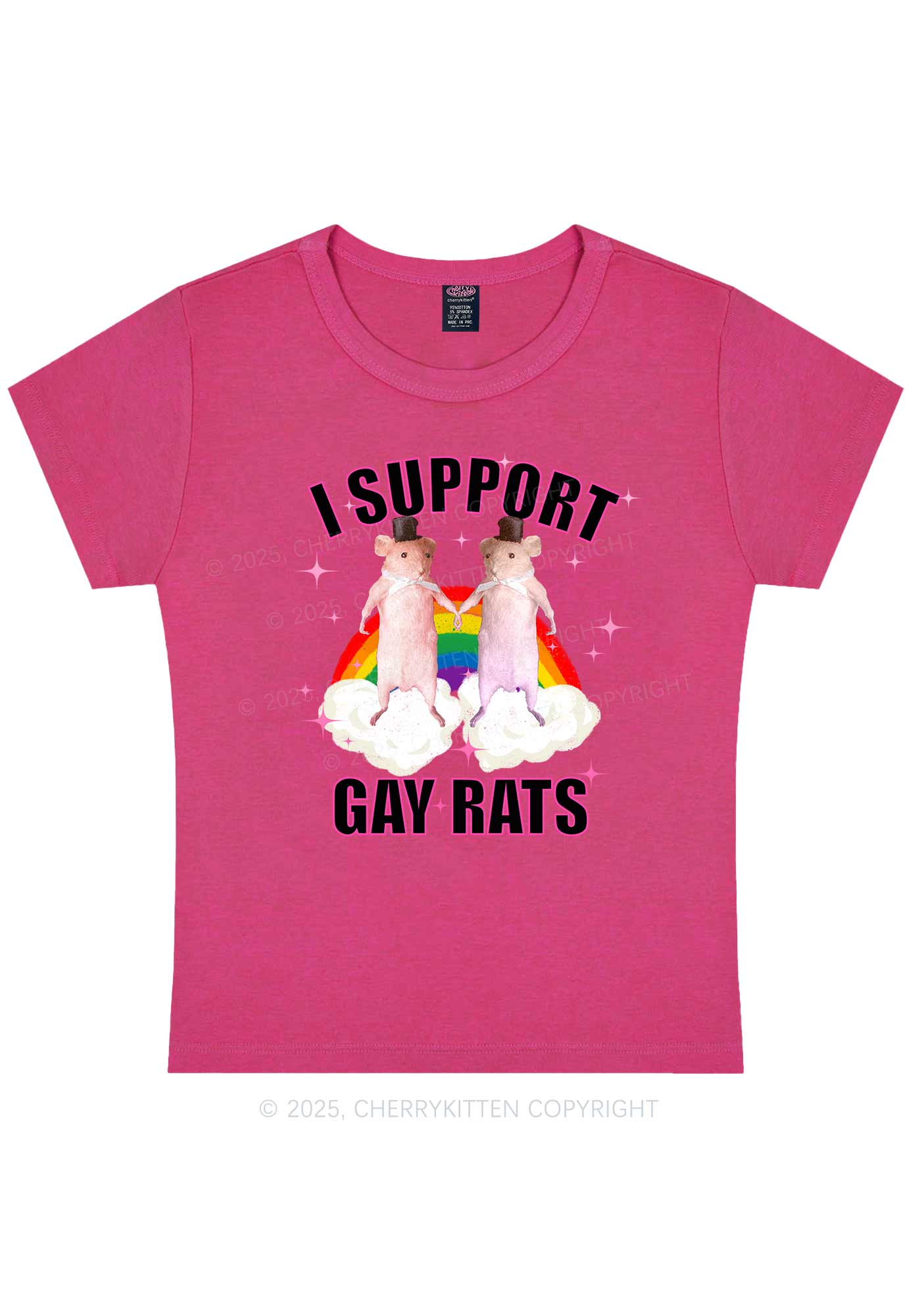 Support Gay Rats Pride Y2K Baby Tee Cherrykitten