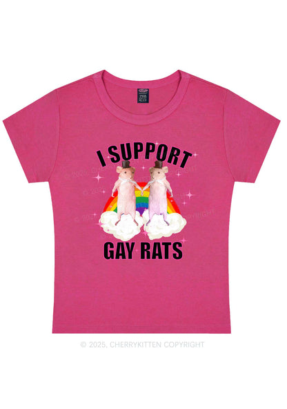 Support Gay Rats Pride Y2K Baby Tee Cherrykitten